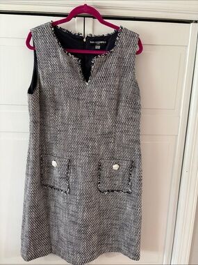 Karl Lagerfeld Blue and White Tweed Mini Dress